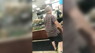 Shorty came in for a bagel but lost it on a woman