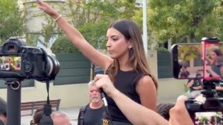 SPAIN: Neo-Nazi activist Isabel Peralta performed a Nazi salute in front of the Moroccan embassy in Madrid