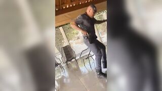 Wait for Him to Show Up: Brazilian police officer savagely beating a drunk man