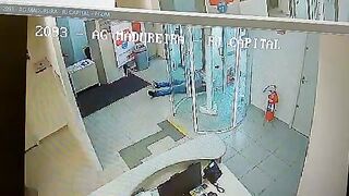 Madureira, Rio de Janeiro: Security Guard is Quicker on the Draw and Kills Robber in Bank (Happens Fast Left Side of Screen)