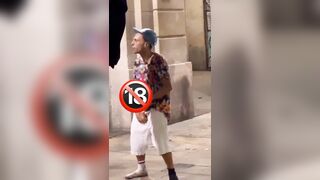 More of This!. Disgusting Migrant in Barcelona Streets gets his Act Shut Down Quickly
