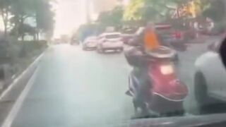 Confused Motorcyclist going the Wrong Way Crushed to Death by Truck