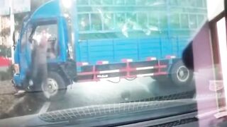 Confused Motorcyclist going the Wrong Way Crushed to Death by Truck