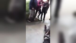 Who IS that Girl? White Girl in Dress Knocks Out Male Student with Perfect Knee..then Escapes like a Super-Hero