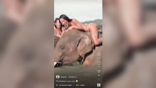 (New One) This Elephant comes Very Close to Molesting this Asian Girl...Yikes