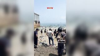 Moroccan police are forcing the invaders into the water to cross into Ceuta Spain