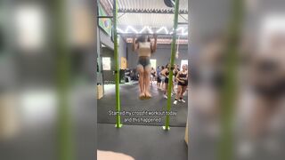 Gym Girl Shows off Her Skills on the Bar......Sort of