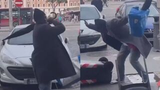 Aggressive Immigrant Threatens with Umbrella, Meets Flying Chair