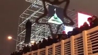 Beautiful Picture Ruined when Structure Collapses during Russian National Anthem (Moscow)