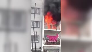 Older Woman stuck in Apartment Fire is Burning in Complete Shock