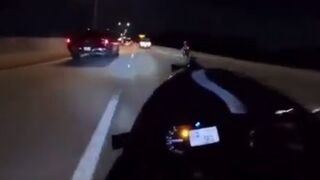 Female Motorcyclist Crashes at High Speed and Keeps the Camera Recording it All