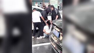 Chinese angry wife found mistress with her husband in his car
