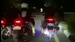 Group of Motorcyclists are Way too Close..Run Over Each Other, then Keep Going?
