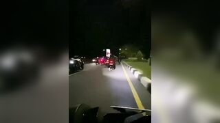 Group of Motorcyclists are Way too Close..Run Over Each Other, then Keep Going?