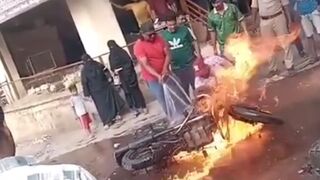 Bike Explodes while Trying to Douse the Fire...Royal Enfield Motorcycle