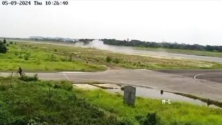 Bangladesh Air Force plane crash leaves one dead...Driver hits Ground..Bounces and Finally Crashes