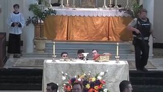Priests Hide behind the Altar as Good Guys with Guns Stop Mass Shooter While on Live Stream (Louisiana)