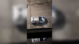 Man Running from the Cops Falls and Lands Exactly on a Police Cruiser