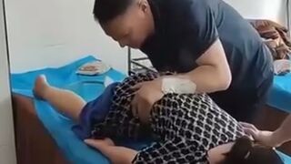 Repositioning the Tailbone through the Ass in Asian Massage...He shoves his whole Arm up there