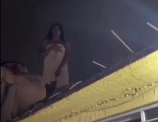 Woman caught on Roof in nothing but a Towel by Neighbor gets Off Roof by Ladder...Just Watch