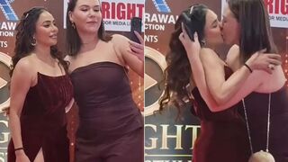 Fan FORCIBLY SUCKS ON Indian actress Nikita Rawal’s LIPS at red carpet