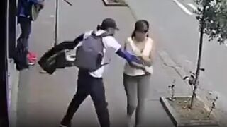 Man Stabbing Random Woman with a Needle is Taken Care of by Husband