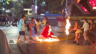 Flame festival goes wrong as performer catches fire while crowd watches