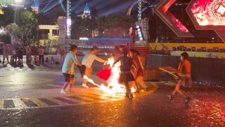 Flame festival goes wrong as performer catches fire while crowd watches