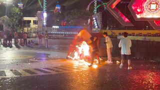 Flame festival goes wrong as performer catches fire while crowd watches