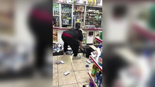 Chaos Erupts at the Store as Security Guard Apparently Performs an Exorcism
