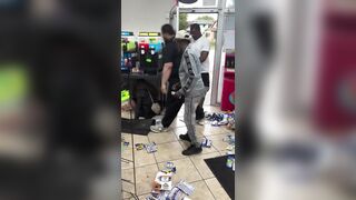 Chaos Erupts at the Store as Security Guard Apparently Performs an Exorcism