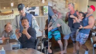 Every white boy in a restaurant gathered together to pack out an immigrant