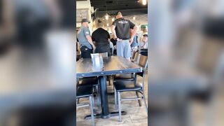 Every white boy in a restaurant gathered together to pack out an immigrant