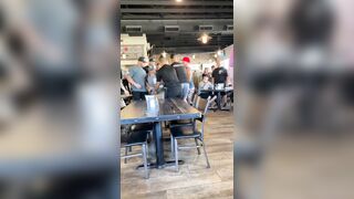 Every white boy in a restaurant gathered together to pack out an immigrant