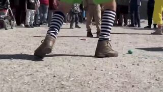 Jewish NGO clowns "entertaining" invaders in Dunkirk waiting to enter the UK.