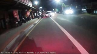 Waiting for Red Light..Motorcyclist Disappears Completely..(2 Angles)