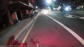 Waiting for Red Light..Motorcyclist Disappears Completely..(2 Angles)
