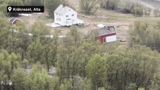 A terrifying yet fascinating landslide in northern Norway on June 3, 2020.