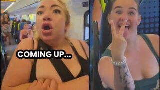 Drunk woman going crazy on the train