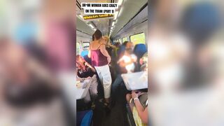 Drunk woman going crazy on the train