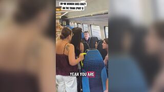 Drunk woman going crazy on the train