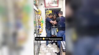 NYPD Warrant Officers Struggle to Handcuff Usual Suspect Refusing to Surrender