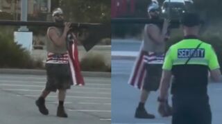 Man Steals Flock Camera Still Attached to 12-Foot Pole While Draped in American Flag