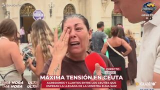 A mother in Ceuta has broken down in tears on Live TV: