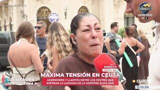A mother in Ceuta has broken down in tears on Live TV: