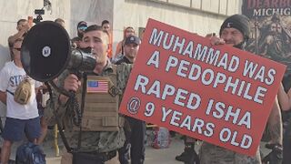 Go back to your country!" Jake Lang yells at counter-protesters in Dearborn