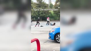 6am Ghetto Fight - on their way to work at NASA
