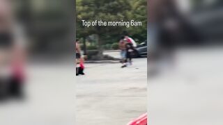 6am Ghetto Fight - on their way to work at NASA