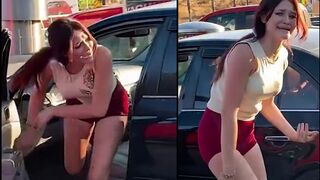 Lady freaks out after alleged hit-and-run