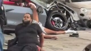 Everyone survived an incredibly violent crash in Manhattan this morning.